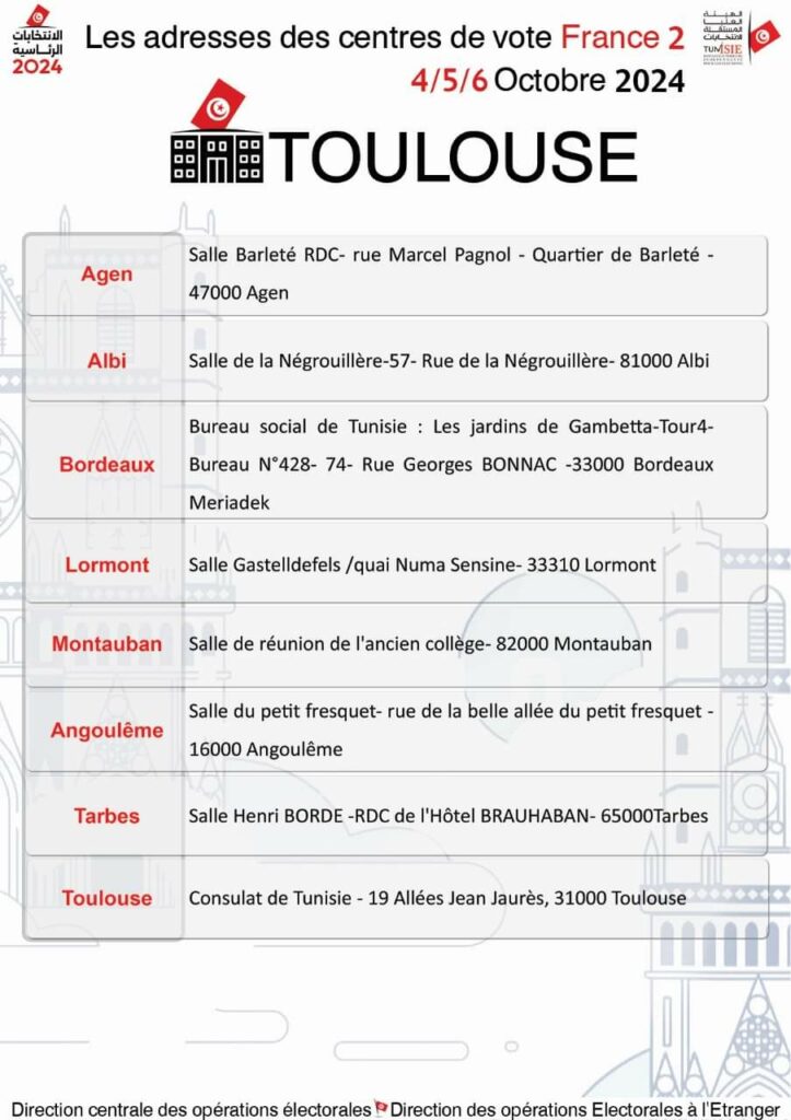 عناوين مراكز الاقتراع بفرنسا